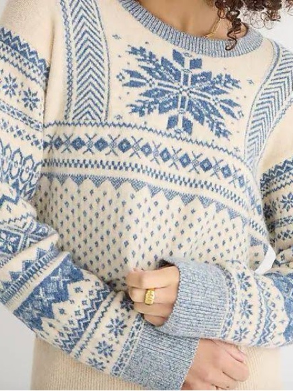 J Crew Fair Isle snowflake crewneck sweater in Supersoft yarn
